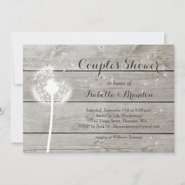 Floral Barn Board Couple's Shower Invitation (Front)