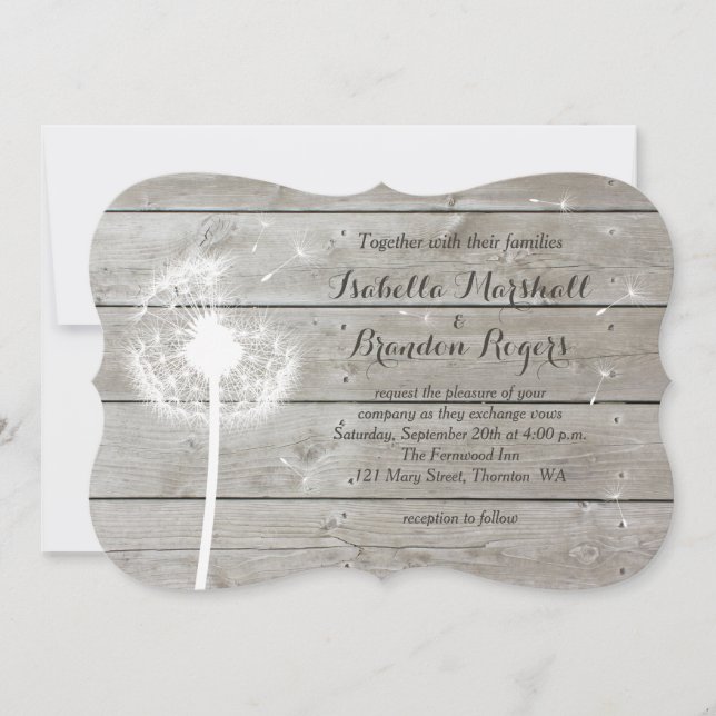 Floral Barn Board Wedding Invitation (Front)