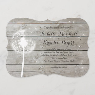 Floral Barn Board Wedding Invitation