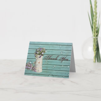 floral barn wood rustic wedding thank you card