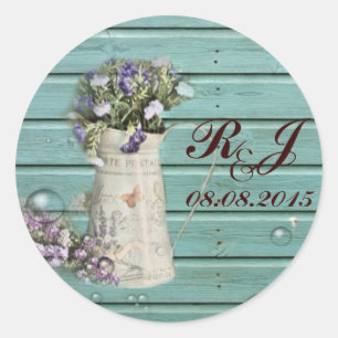 floral barn wood rustic wedding thank you classic round sticker