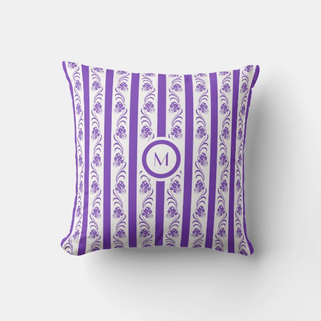 Floral baroque stripes pattern  cushion (Front)