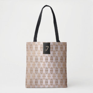Floral baroque style pattern. Monogram. Tote Bag