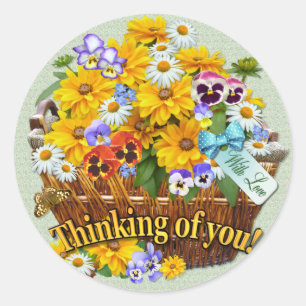Floral Basket Classic Round Sticker