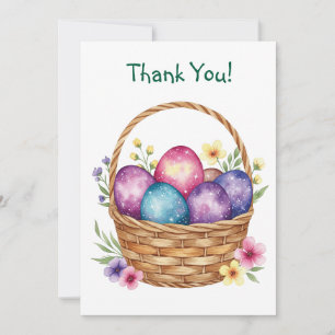Floral basket with Easter Eggs Thank You Card