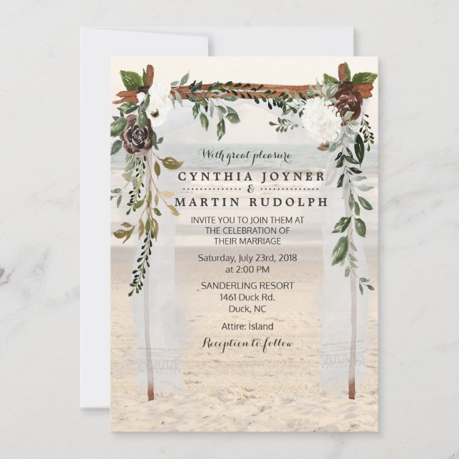 Floral Beach Arbor Wedding Invitation (Front)