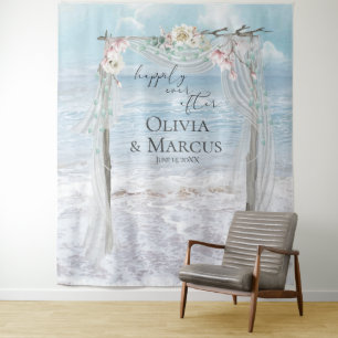 Floral Beach Arbor Wedding Photo Backdrop Tapestry