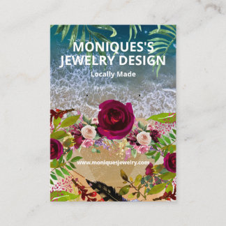 Floral Beach Sea Glass Earring Display Card