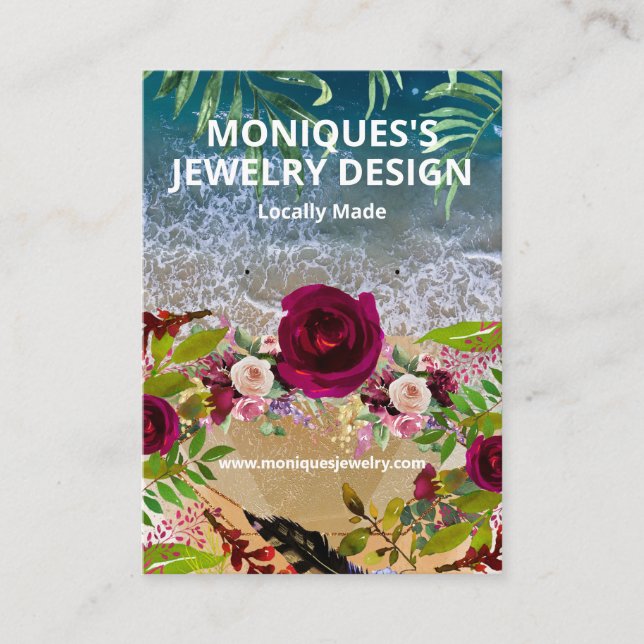 Floral Beach Sea Glass Earring Display Card (Front)