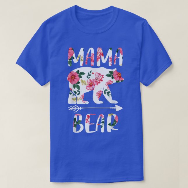 Floral Bear Matching Family Outfits, Funny Mama Be T-Shirt (Design Front)