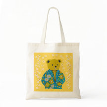 Floral bear Tote Bag