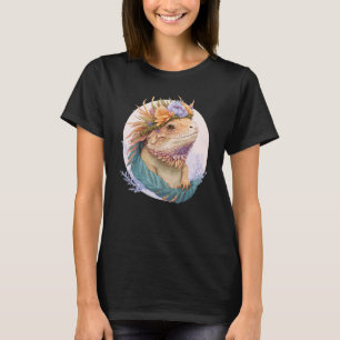 Floral Bearded Dragon Watercolor Flower Crown Rept T-Shirt