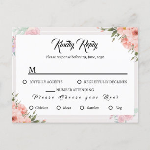 Floral beautiful boho watercolor rose pattern RSPV Invitation Postcard
