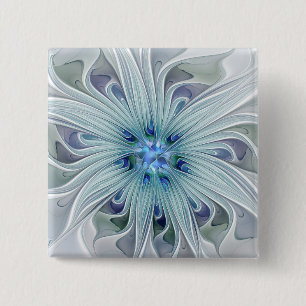 Floral Beauty Abstract Modern Blue Pastel Flower 15 Cm Square Badge