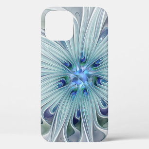 Floral Beauty Abstract Modern Blue Pastel Flower iPhone 12 Case
