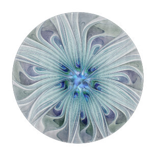 Floral Beauty Abstract Modern Blue Pastel Flower Cutting Board