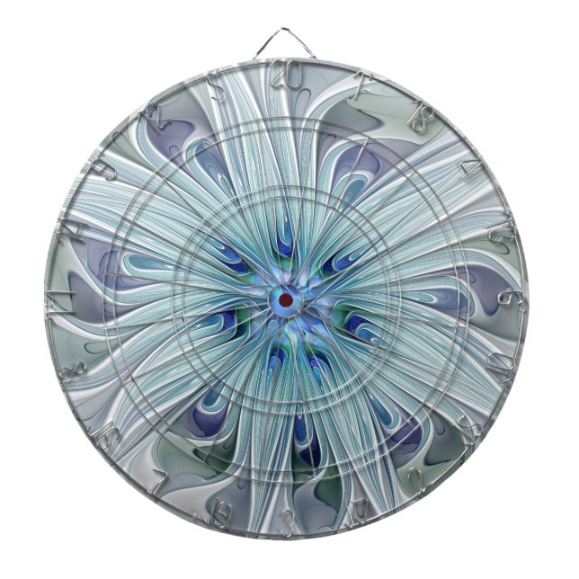 Floral Beauty Abstract Modern Blue Pastel Flower Dartboard (Front)