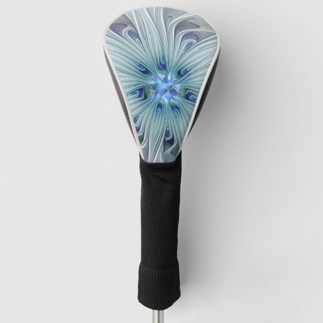 Floral Beauty Abstract Modern Blue Pastel Flower Golf Head Cover (Front)