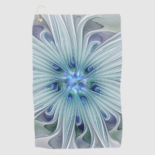 Floral Beauty Abstract Modern Blue Pastel Flower Golf Towel
