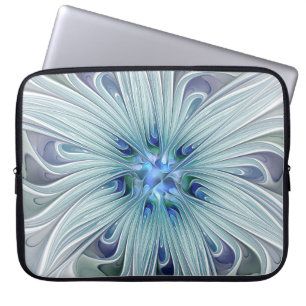 Floral Beauty Abstract Modern Blue Pastel Flower Laptop Sleeve