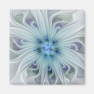 Floral Beauty Abstract Modern Blue Pastel Flower Magnet