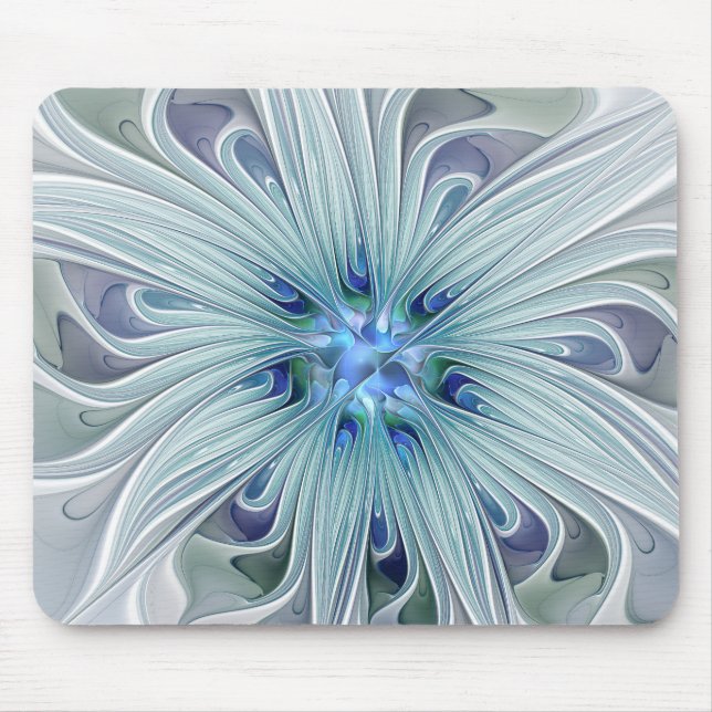 Floral Beauty Abstract Modern Blue Pastel Flower Mouse Mat (Front)