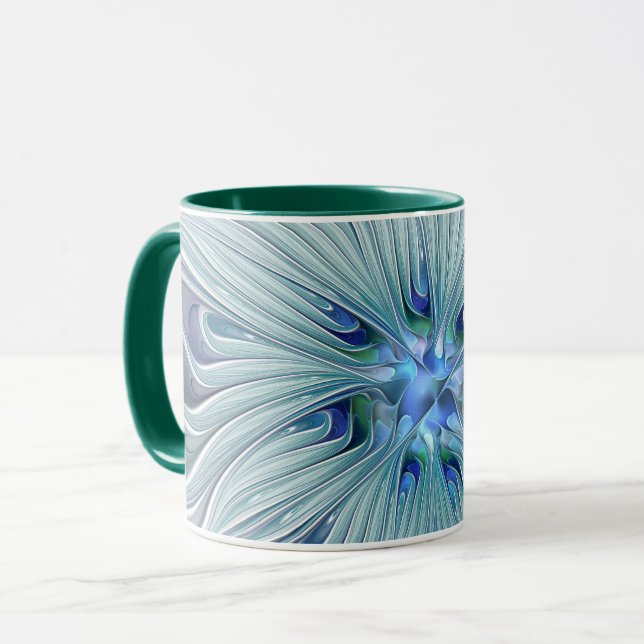 Floral Beauty Abstract Modern Blue Pastel Flower Mug (Front Left)