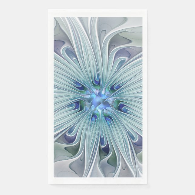 Floral Beauty Abstract Modern Blue Pastel Flower Napkin (Front)