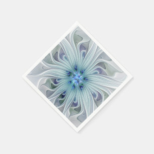 Floral Beauty Abstract Modern Blue Pastel Flower Napkin
