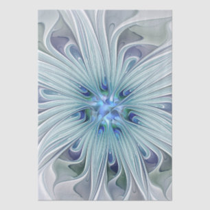 Floral Beauty Abstract Modern Blue Pastel Flower Tissue Paper