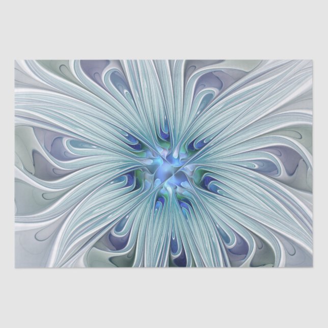 Floral Beauty Abstract Modern Blue Pastel Flower Tissue Paper (Front)