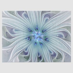 Floral Beauty Abstract Modern Blue Pastel Flower Tissue Paper