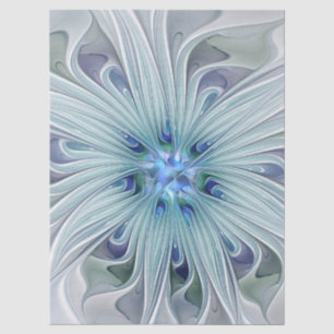 Floral Beauty Abstract Modern Blue Pastel Flower Tissue Paper