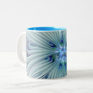 Floral Beauty Abstract Modern Blue Pastel Flower Two-Tone Coffee Mug
