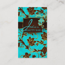 Floral Beauty Business Cards Gold Trim