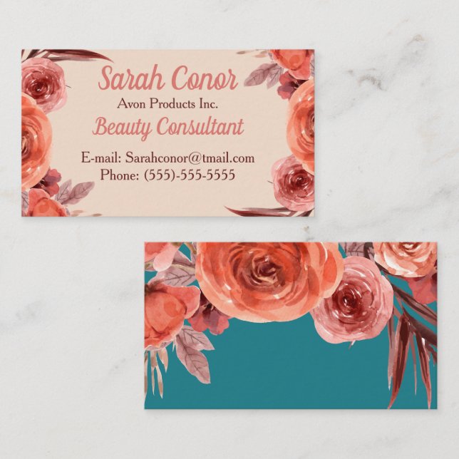 Floral Beauty Consultant Business Card (Front/Back)