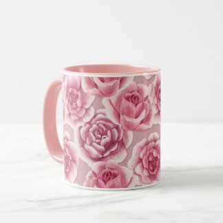 Floral Beauty - cup with pink rose flowers.