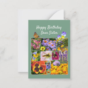 Floral Beauty Custom Text Sister Birthday Card