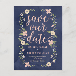 Floral Beauty Editable Colour Save The Date Card