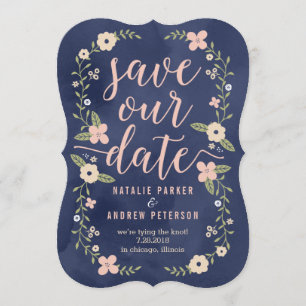 Floral Beauty Editable Colour Save The Date Card