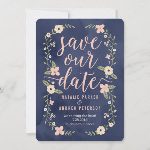 Floral Beauty Editable Colour Save The Date Card