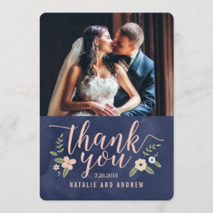 Floral Beauty Editable Colour Thank You Card