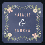 Floral Beauty Editable Colour Wedding Favour Stick Square Sticker<br><div class="desc">This Floral Beauty wedding suite designed by Berry Berry Sweet is a perfect start to a beautiful celebration. More colours and matching items are available at our website WWW.BERRYBERRYSWEET.COM or upon request.</div>