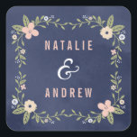 Floral Beauty Editable Colour Wedding Favour Stick Square Sticker<br><div class="desc">This Floral Beauty wedding suite designed by Berry Berry Sweet is a perfect start to a beautiful celebration. More colours and matching items are available at our website WWW.BERRYBERRYSWEET.COM or upon request.</div>