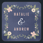 Floral Beauty Editable Colour Wedding Favour Stick Square Sticker<br><div class="desc">This Floral Beauty wedding suite designed by Berry Berry Sweet is a perfect start to a beautiful celebration. More colours and matching items are available at our website WWW.BERRYBERRYSWEET.COM or upon request.</div>