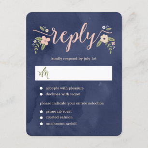 Floral Beauty Editable Colour Wedding RSVP Card