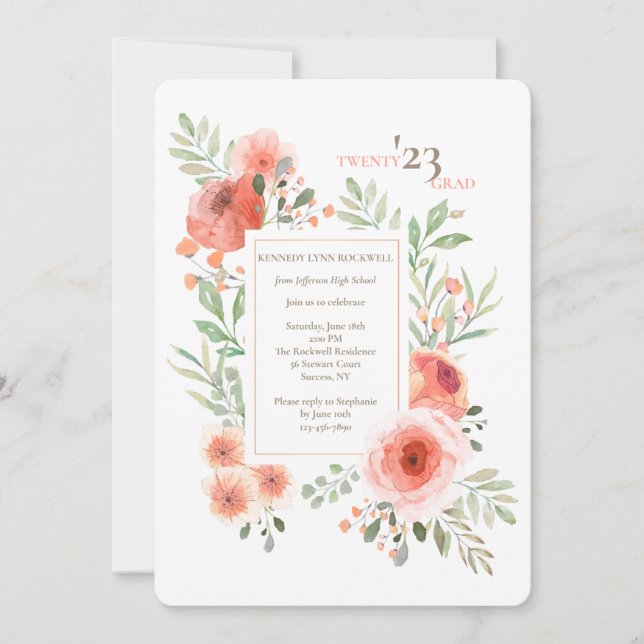 Floral Beauty Graduation Invitation (Front)