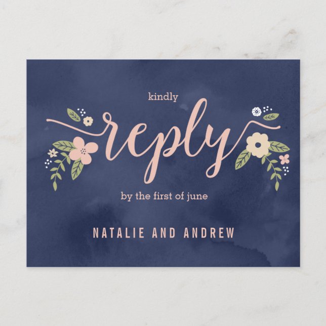 Floral Beauty RSVP Postcard Editable Colour (Front)
