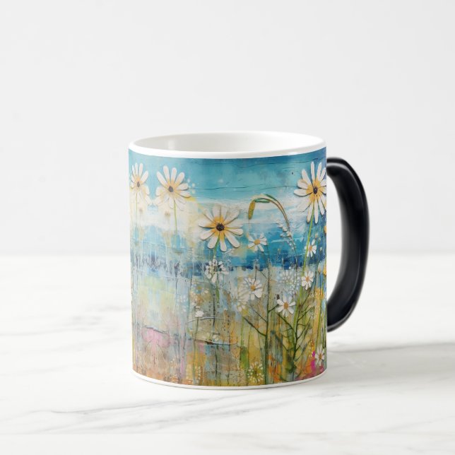 Floral Beauty: Watercolor Wash Abstract Art Magic Mug (Front Right)