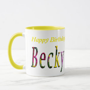 Floral Becky Name Logo, Mug